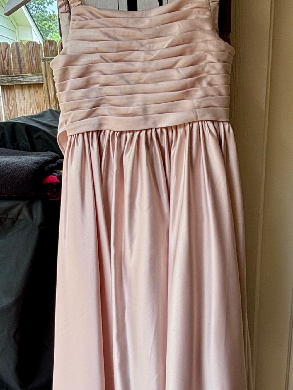 Blush Pink Pleated Bodice A-Line Dress